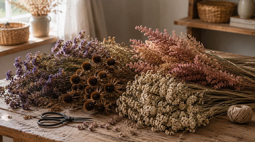 Зимние букеты из сухоцветов